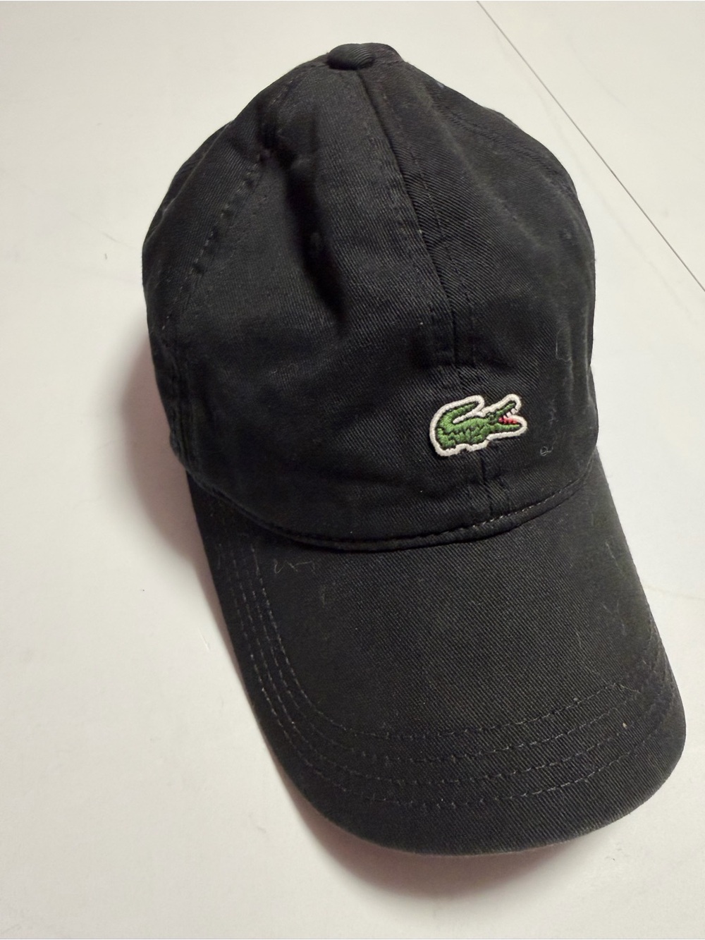 Lacoste Black Baseball dad Cap with Green Croc Logo
